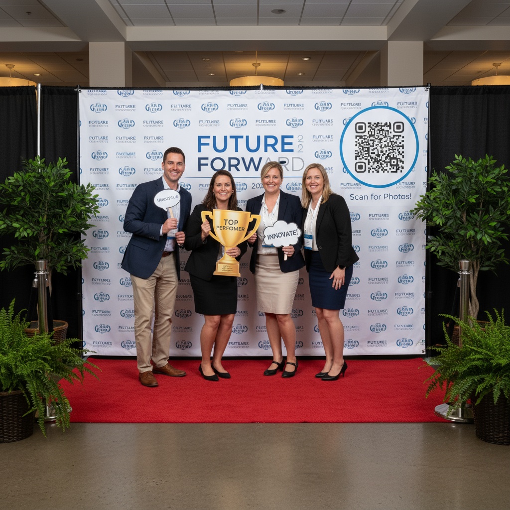 Event guests using smartphones to share photos at celebration