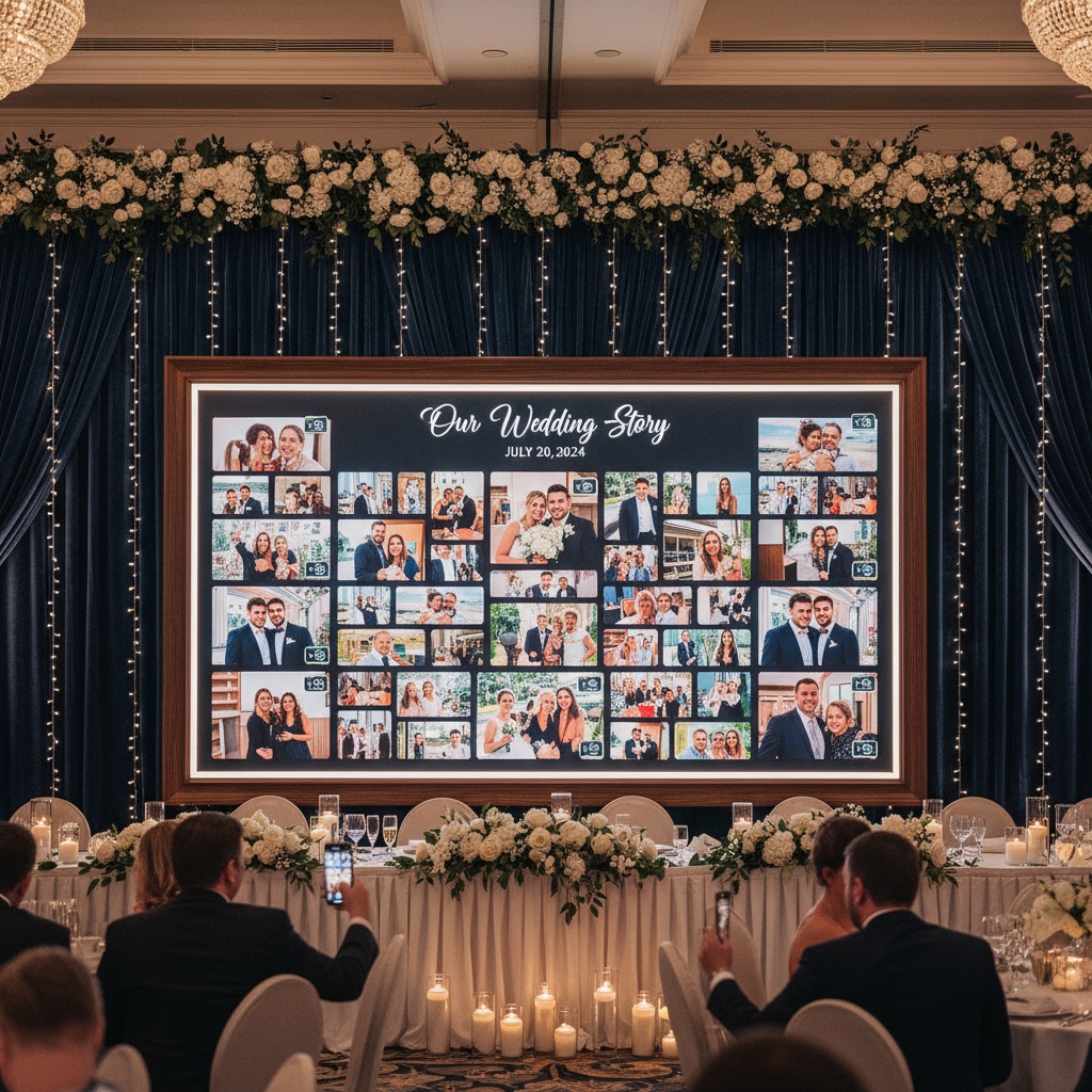 Live wedding photo display screen