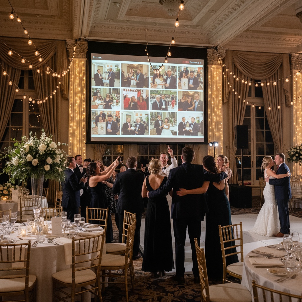 Digital wedding photo gallery interface displayed on tablet