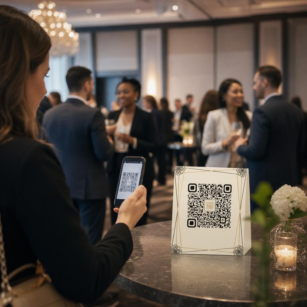 Corporate event photo sharing with QR code