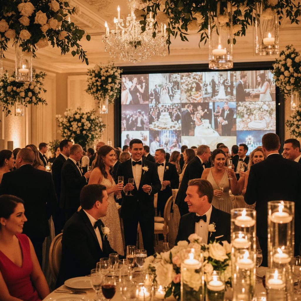 Live wedding photo wall on display
