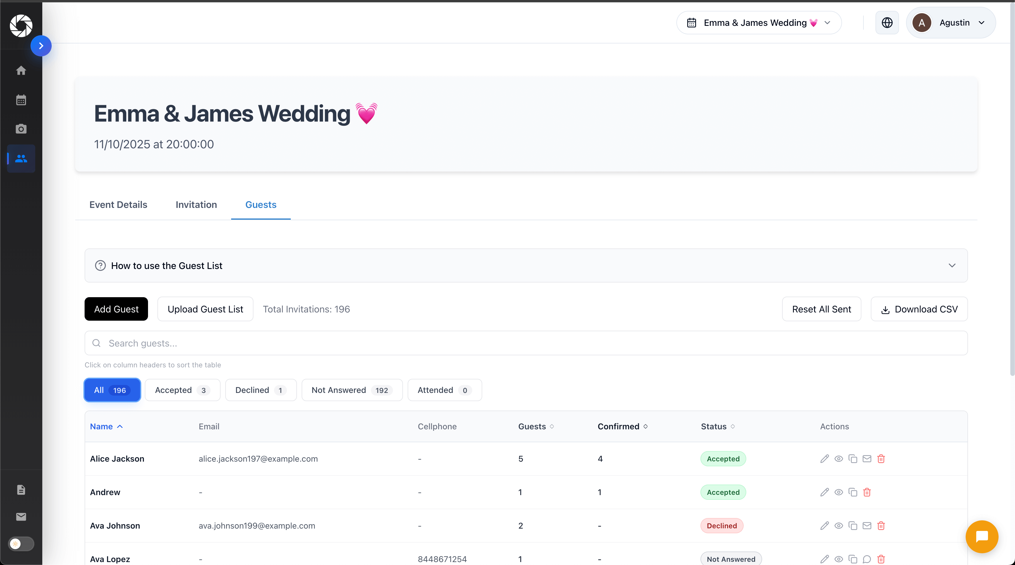 Smart RSVP System Interface