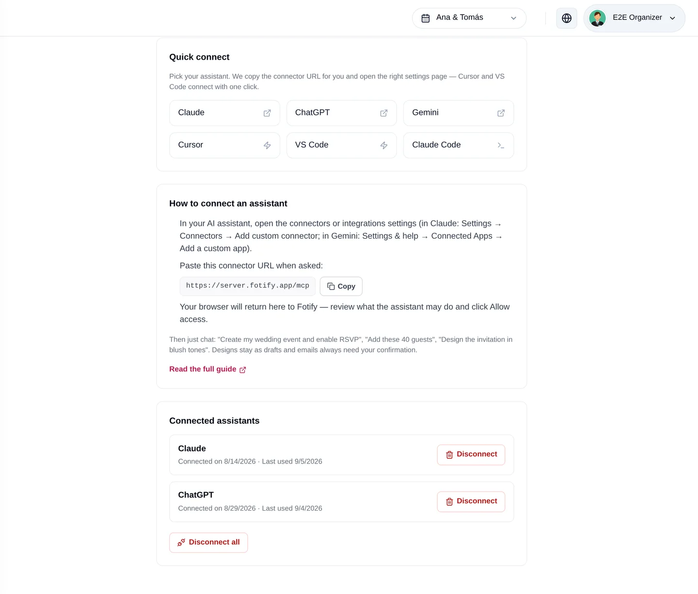 Connecting Claude and ChatGPT to a Fotify account