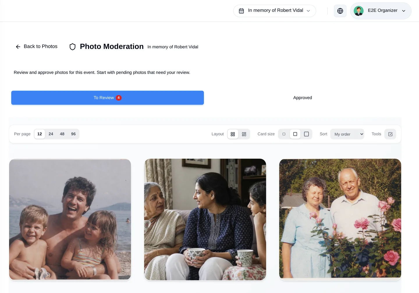 The moderation queue where photos are approved before they show