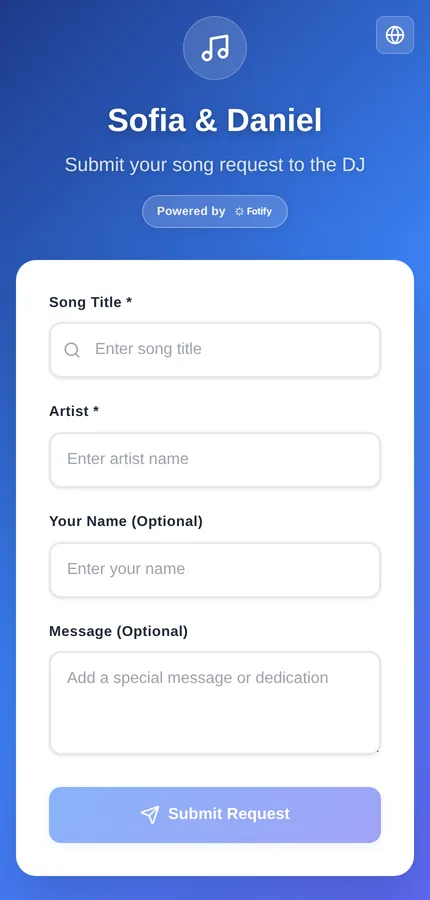 A guest requesting a song from their phone